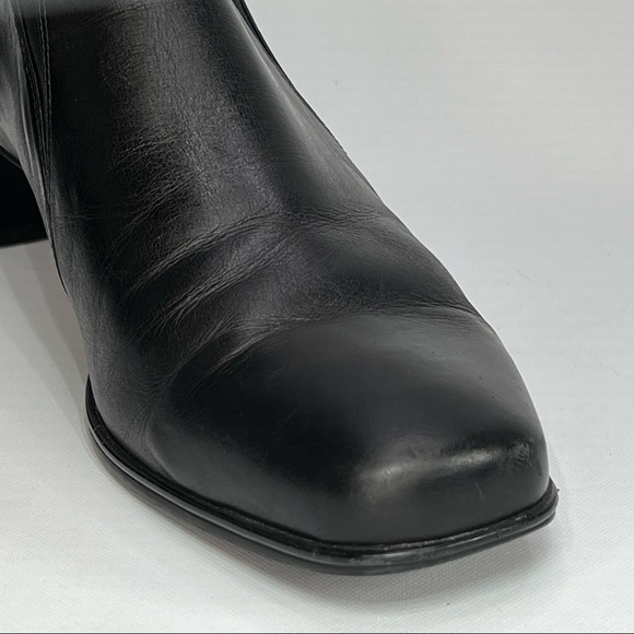 Kumfs Heels Ankle Boots Leather Black Slip Ons Black Comfy Dressy Office Career - Picture 10 of 16